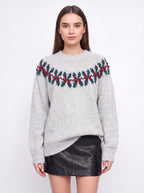 Nina | Women Oversized Reindeer Embroidered Knit Sweater