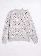 Nina | Women Oversized Reindeer Embroidered Knit Sweater