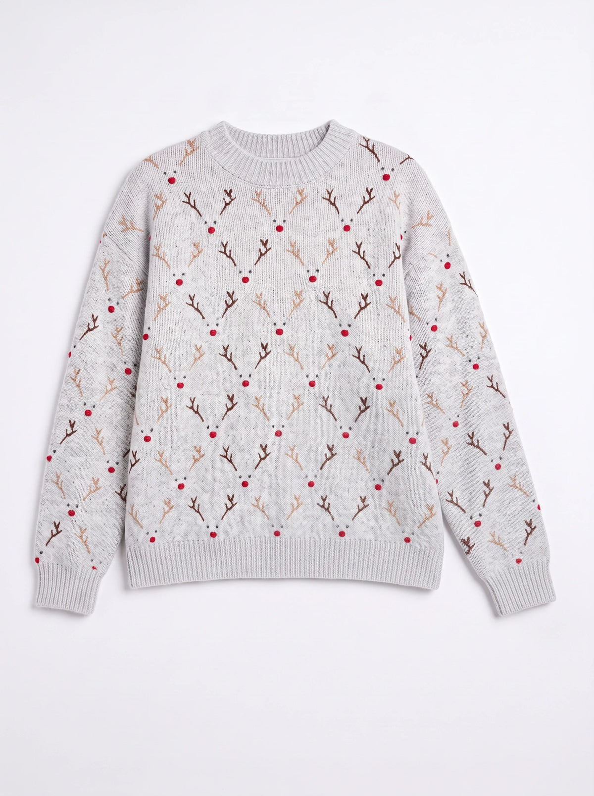 Nina | Women Oversized Reindeer Embroidered Knit Sweater