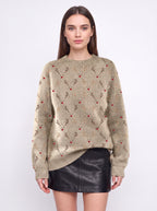 Nina | Women Oversized Reindeer Embroidered Knit Sweater
