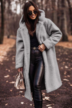 Women's Faux Fur Hooded Coat – Plush Longline Winter Jacket