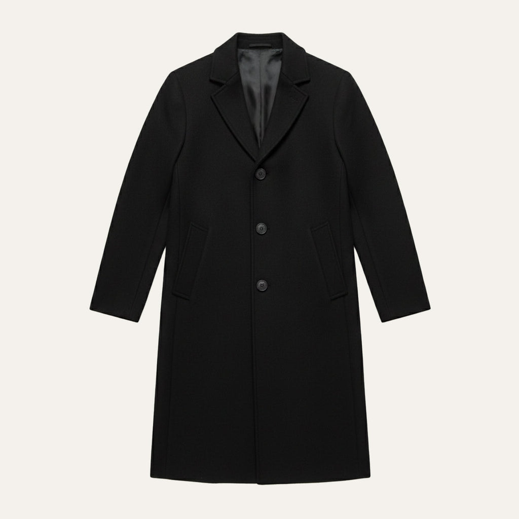 Men's Minimal Longline Overcoat – Classic Tailored Business Coat
