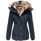 Women's Puffer Jacket with Faux Fur Hood – Insulated Winter Coat