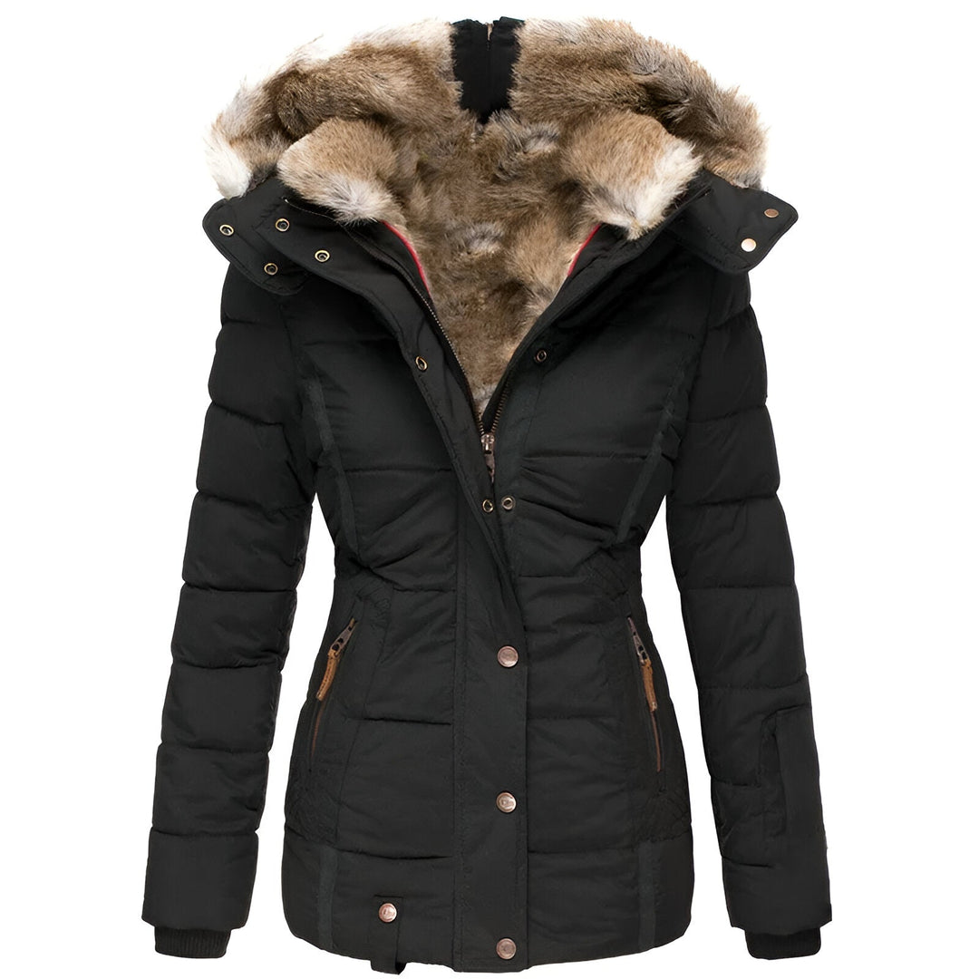 Women's Puffer Jacket with Faux Fur Hood – Insulated Winter Coat