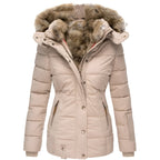 Women's Puffer Jacket with Faux Fur Hood – Insulated Winter Coat