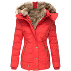Women's Puffer Jacket with Faux Fur Hood – Insulated Winter Coat