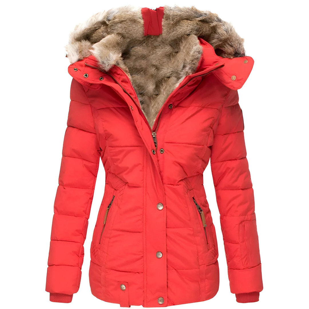 Women's Puffer Jacket with Faux Fur Hood – Insulated Winter Coat