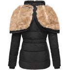 Women's Puffer Jacket with Faux Fur Hood – Insulated Winter Coat