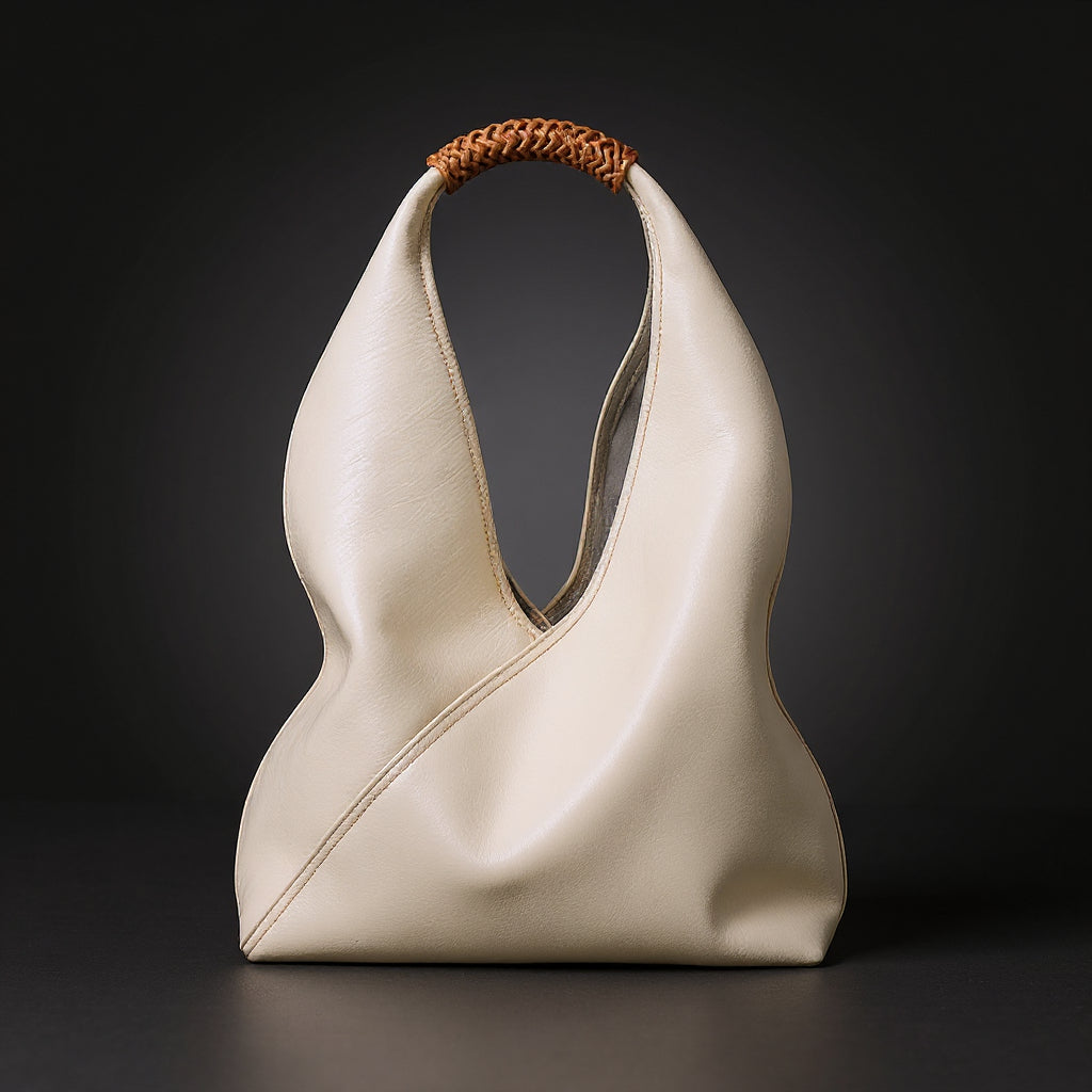 Women's Slouchy Hobo Bag – Rattan Top Handle Everyday Handbag