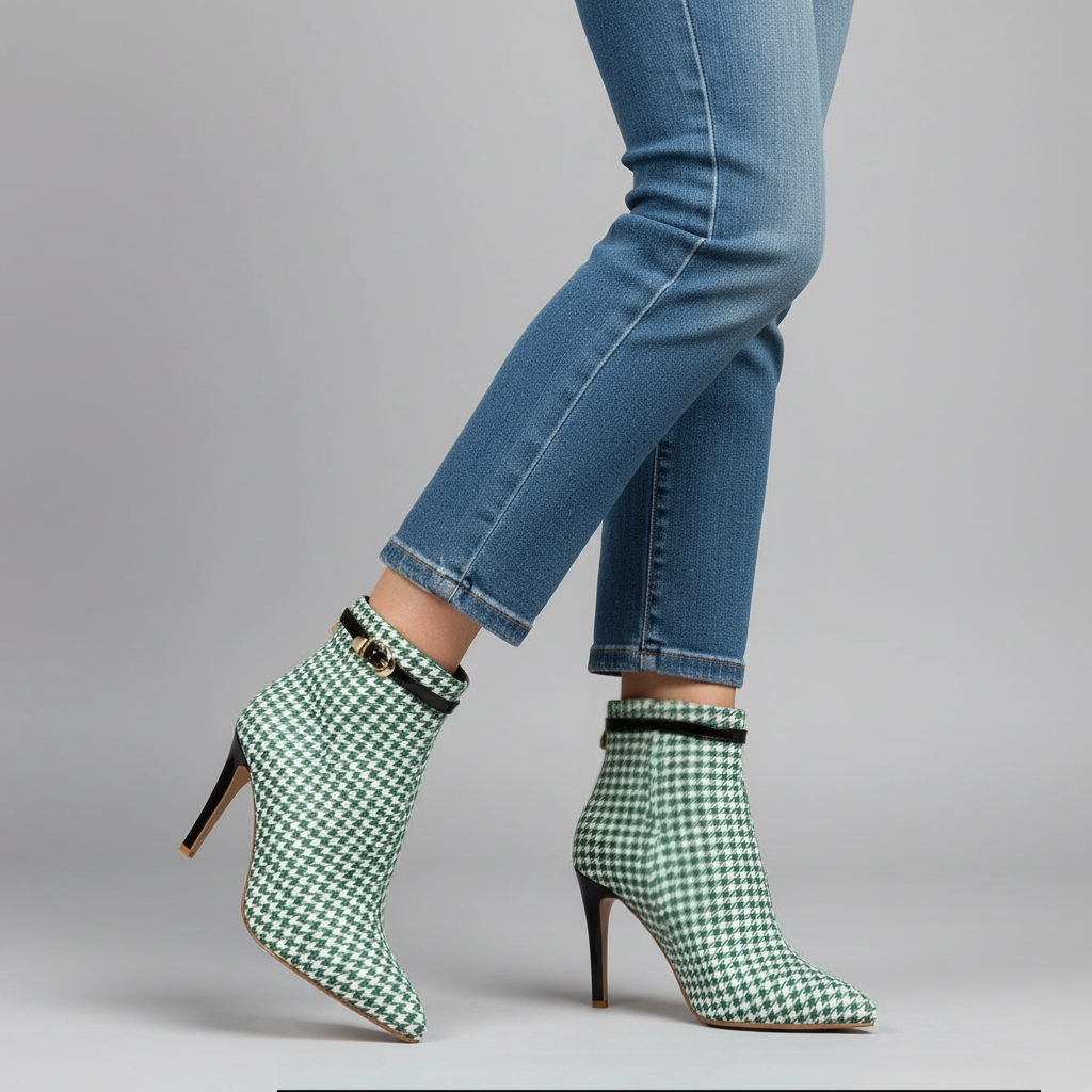 Hannah Houndstooth Ankle Boot