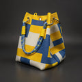 Women's Canvas Mini Bucket Bag – Rope Handle Colorblock Handbag