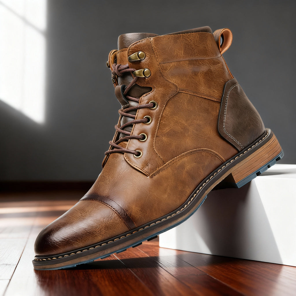 Men's Rugged Chukka Combat Boots – Hand-Stitched Lace-Up Work Boots