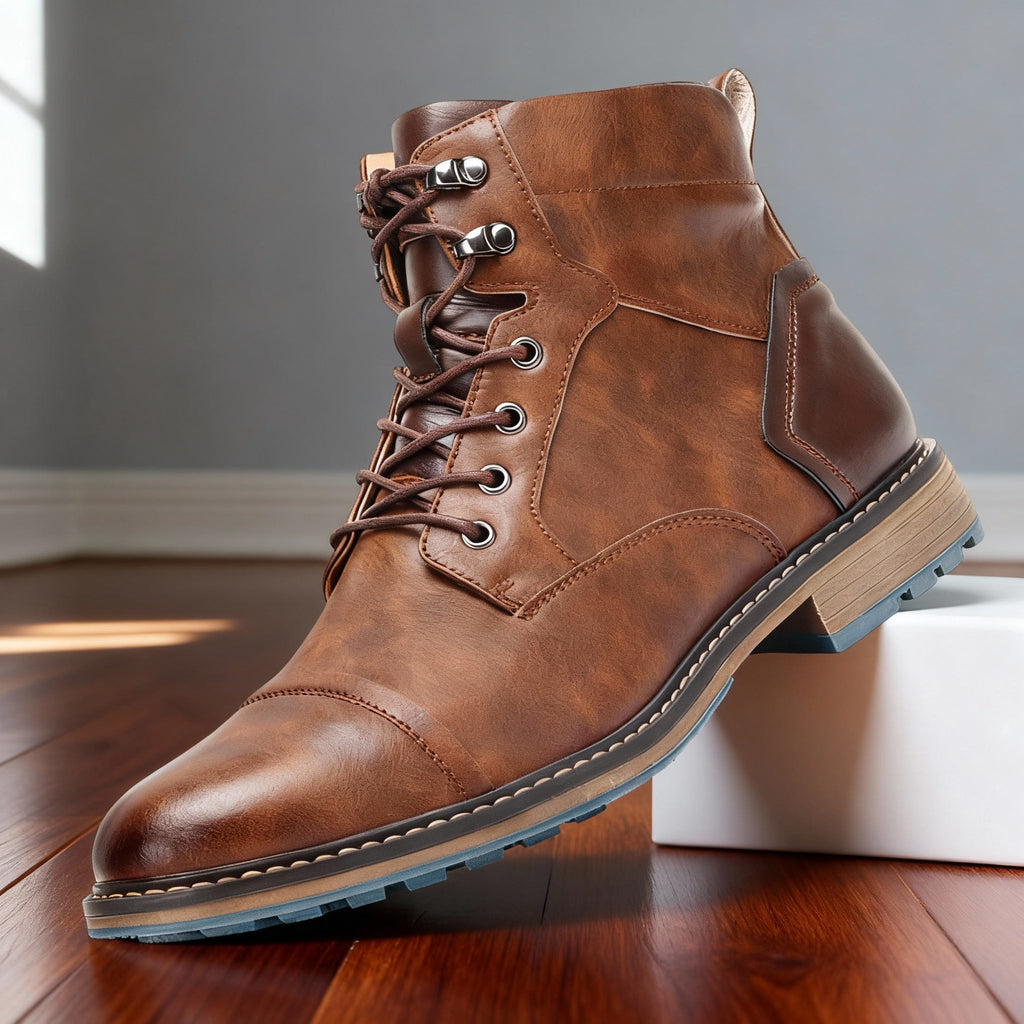 Men's Rugged Chukka Combat Boots – Hand-Stitched Lace-Up Work Boots