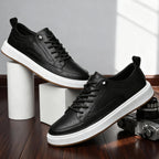 Men's Hand-Stitched Casual Sneakers – Padded Comfort Lace-Up Shoes