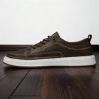 Men's Hand-Stitched Casual Sneakers – Padded Comfort Lace-Up Shoes