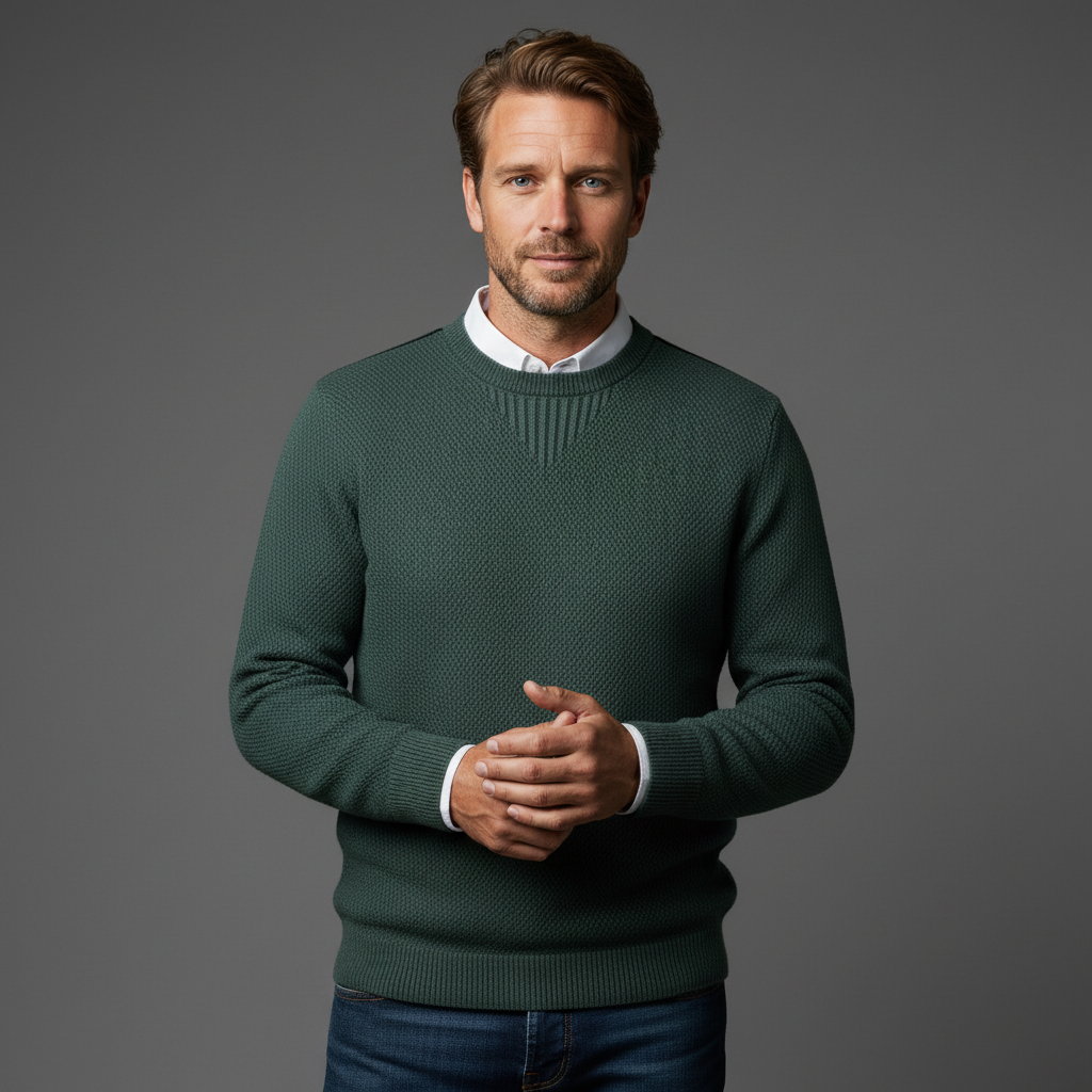 Men's Textured Mock Neck Knit Sweater – Mid-Weight Relaxed Pullover