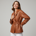 Bianca Belted Genuine Leather Jacket