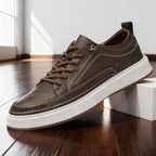 Men's Hand-Stitched Casual Sneakers – Padded Comfort Lace-Up Shoes