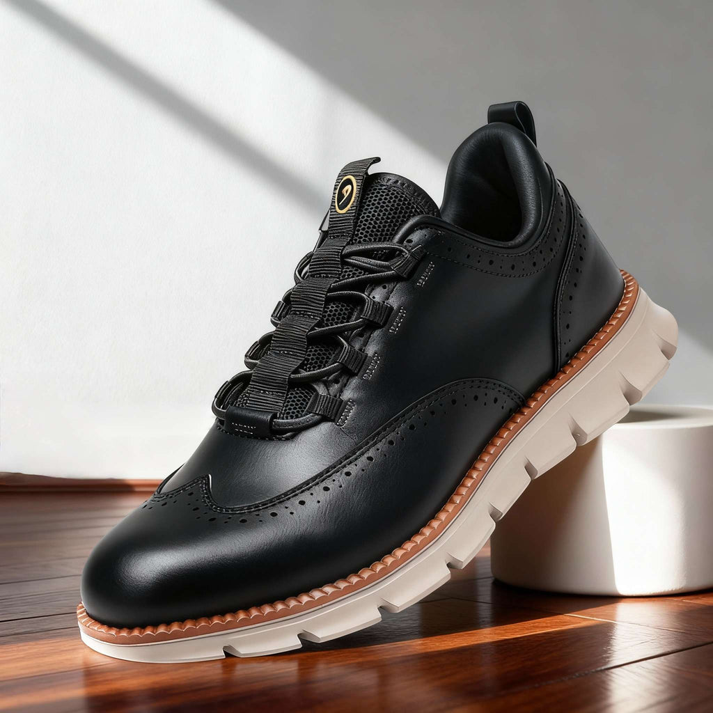 Men's Brogue Sneakers – Perforated Wingtip Casual Lace-Up Shoes
