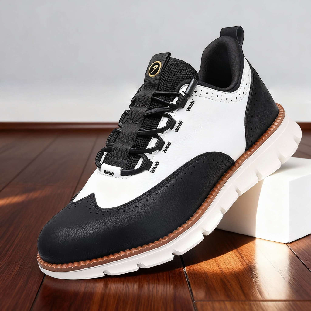 Men's Brogue Sneakers – Perforated Wingtip Casual Lace-Up Shoes