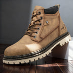 Men's Rugged Lace-Up Work Boots – Welted Sole Padded Ankle Boots