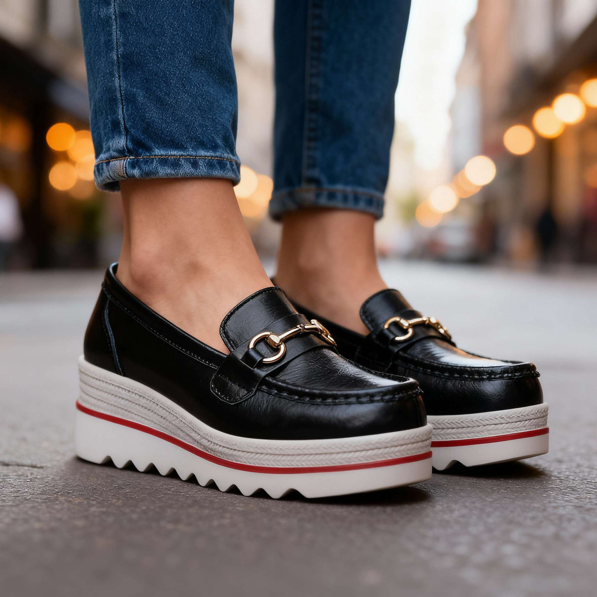 Women's Platform Comfort Loafers – Cushioned Slip-On Shoes