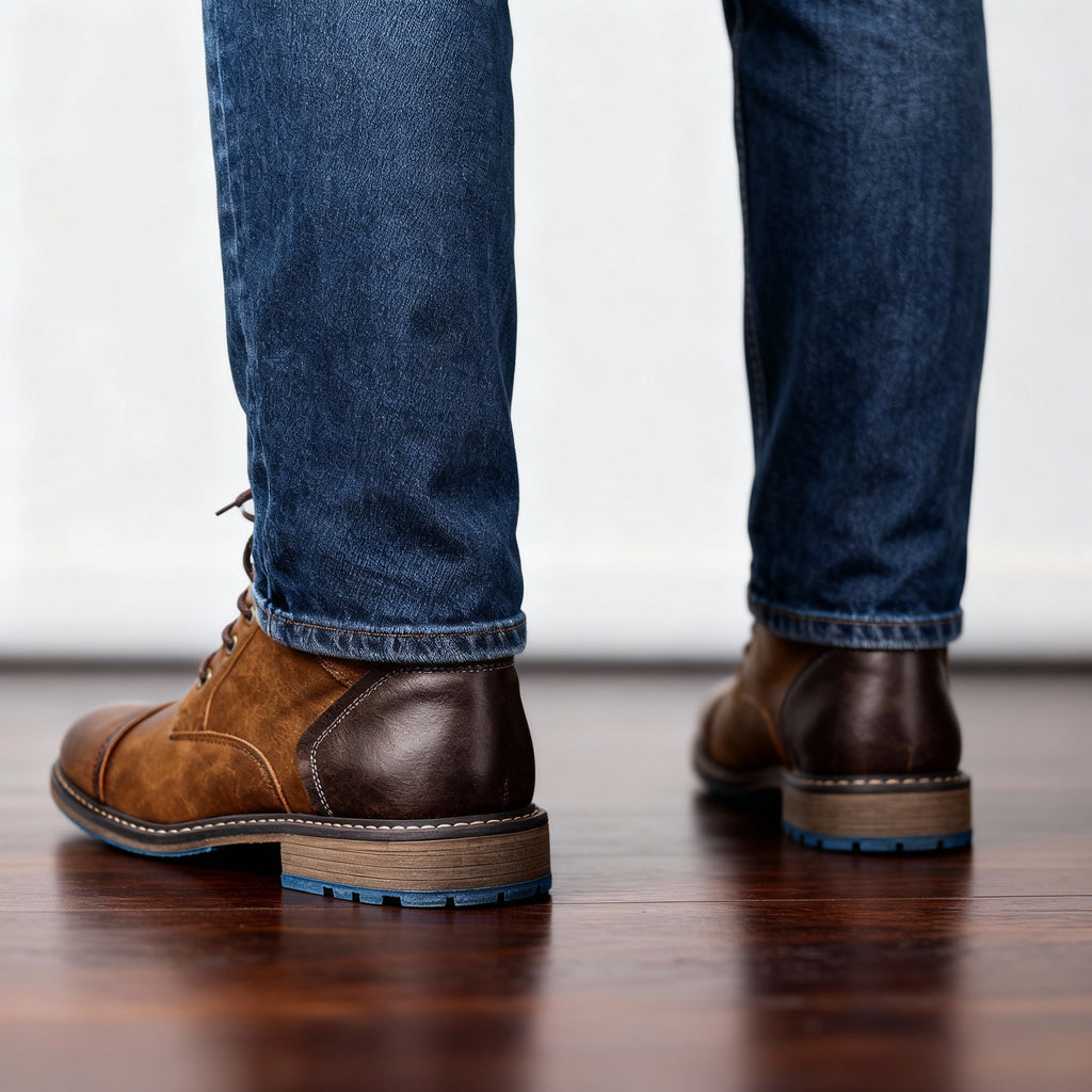 Men's Rugged Chukka Combat Boots – Hand-Stitched Lace-Up Work Boots