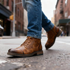 Men's Rugged Chukka Combat Boots – Hand-Stitched Lace-Up Work Boots
