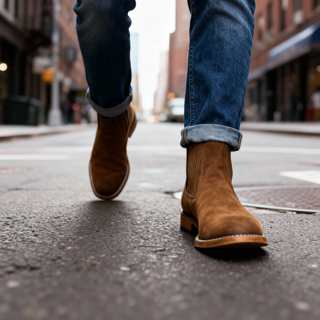 Men's Western Ranch Boots – Elastic Side Panel Pull-On Boots