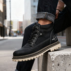Men's Rugged Lace-Up Work Boots – Welted Sole Padded Ankle Boots