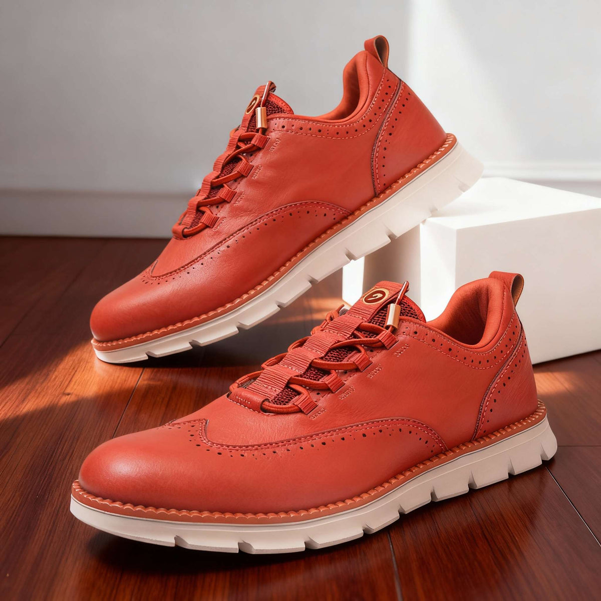 Men's Brogue Sneakers – Perforated Wingtip Casual Lace-Up Shoes