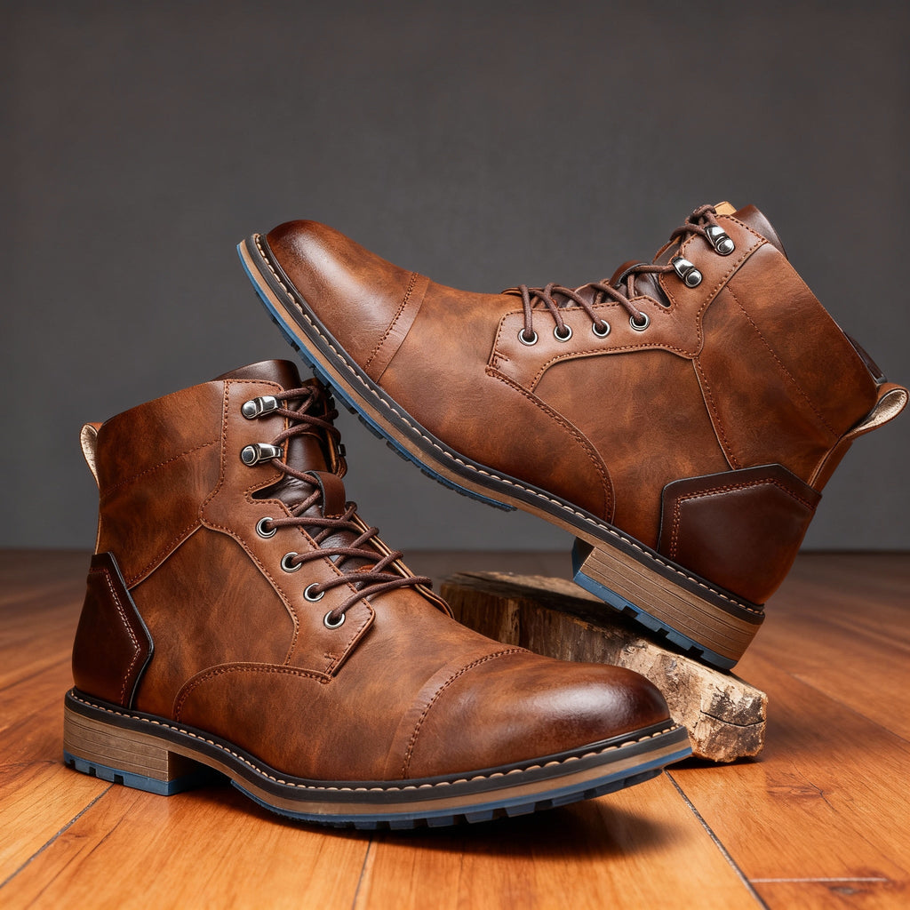 Men's Rugged Chukka Combat Boots – Hand-Stitched Lace-Up Work Boots