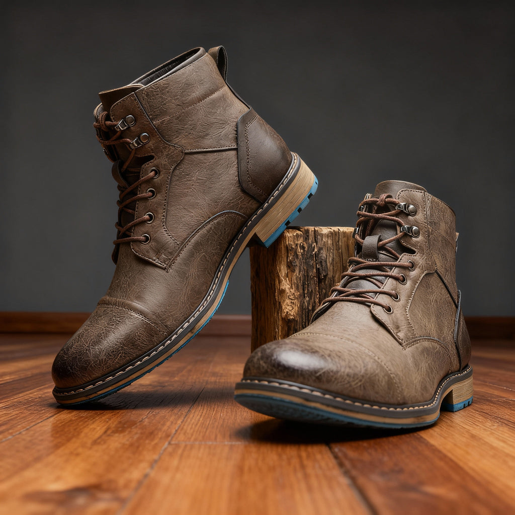 Men's Rugged Chukka Combat Boots – Hand-Stitched Lace-Up Work Boots