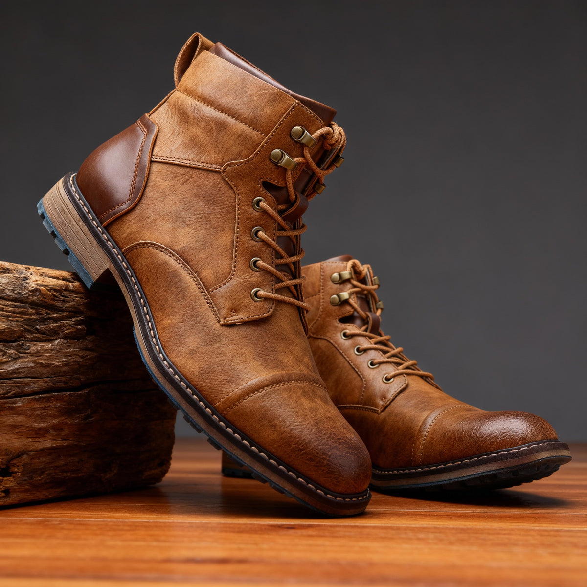 Men's Rugged Chukka Combat Boots – Hand-Stitched Lace-Up Work Boots