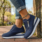 Women's Wedge Sneakers – Breathable Perforated Cushioned Walking Shoes