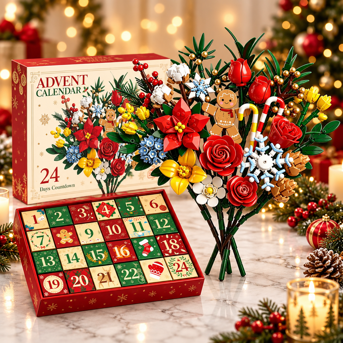 Daisy | Build a Flower Christmas Advent Calendar with 24 DIY Bouquet Kits