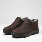 Men's Faux Fur Lined Winter Boots – Zip-Up Snow Boots with Treaded Sole
