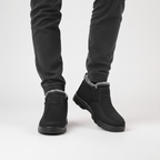 Men's Faux Fur Lined Winter Boots – Zip-Up Snow Boots with Treaded Sole