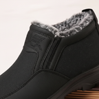 Men's Faux Fur Lined Winter Boots – Zip-Up Snow Boots with Treaded Sole