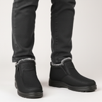Men's Faux Fur Lined Winter Boots – Zip-Up Snow Boots with Treaded Sole