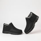 Men's Faux Fur Lined Winter Boots – Zip-Up Snow Boots with Treaded Sole