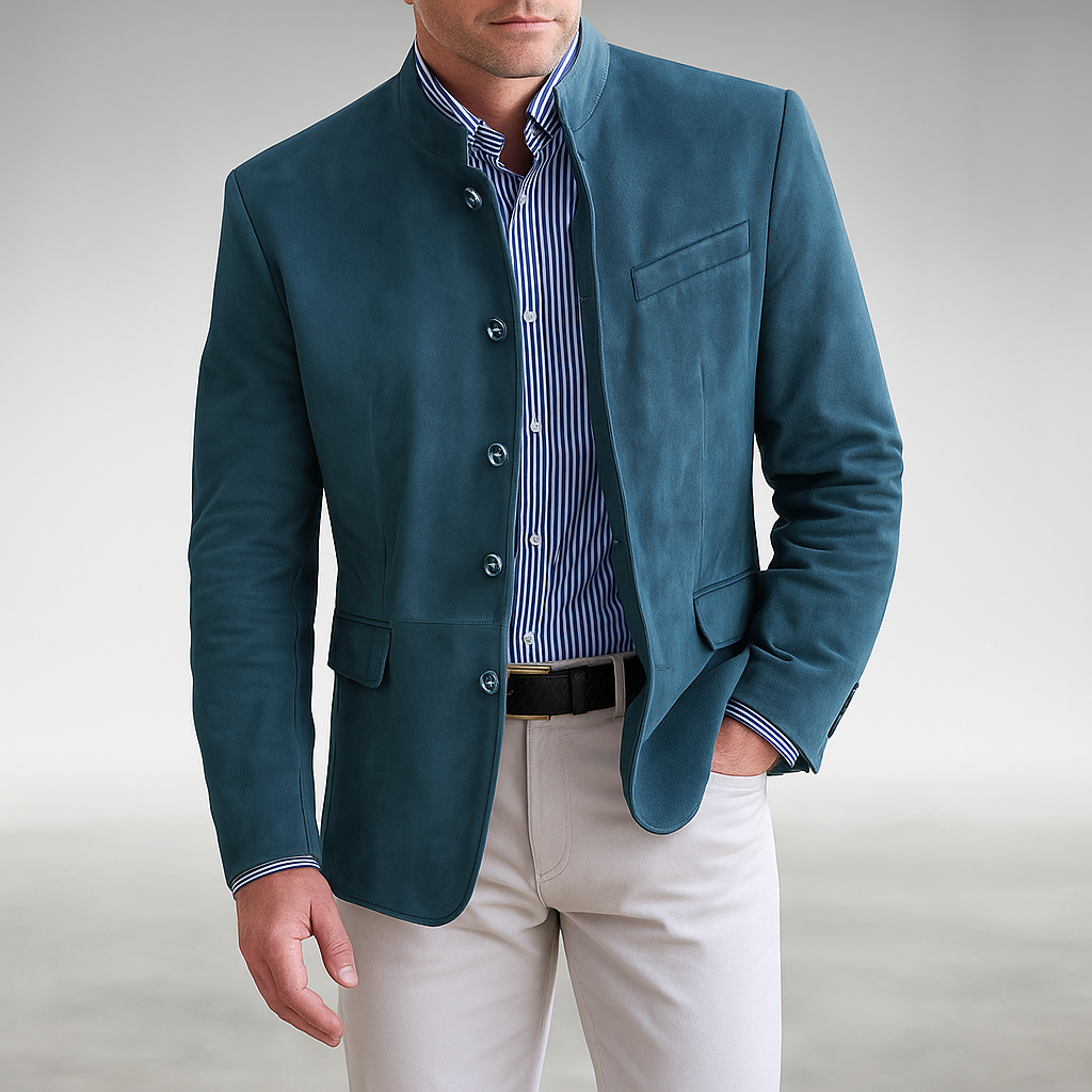 Men's Stand Collar Button Jacket – Tailored Smart Casual Layer