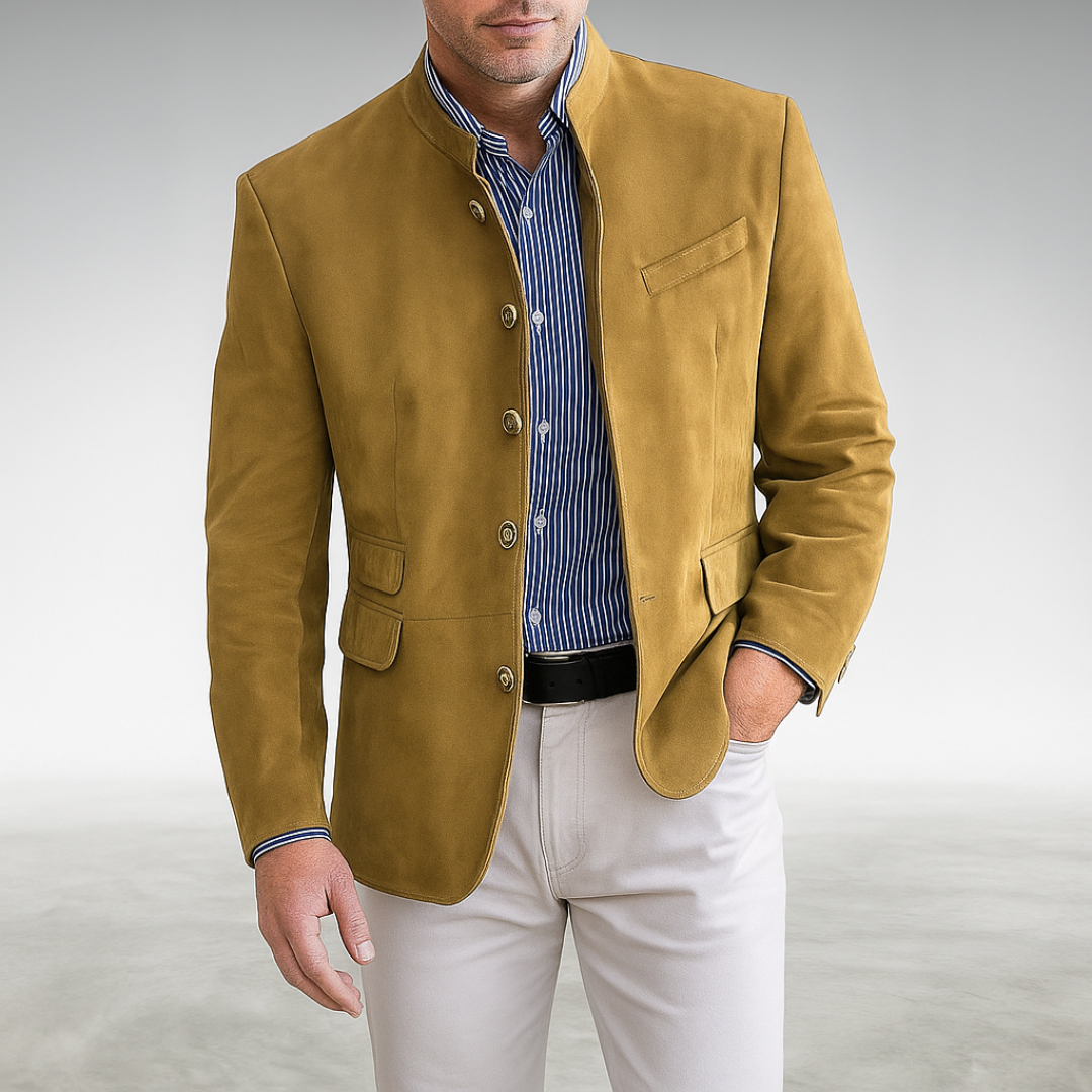 Men's Stand Collar Button Jacket – Tailored Smart Casual Layer