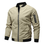 Men's Lightweight Bomber Jacket – Ribbed Trim Zip-Up with Sleeve Pocket