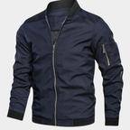 Men's Lightweight Bomber Jacket – Ribbed Trim Zip-Up with Sleeve Pocket