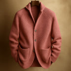 Men's Shawl Collar Ribbed Cardigan – Button-Up Knit with Patch Pockets