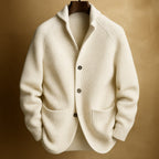 Men's Shawl Collar Ribbed Cardigan – Button-Up Knit with Patch Pockets