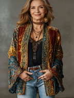 Women's Bohemian Kimono Cardigan – Lightweight Printed Open Front Layer