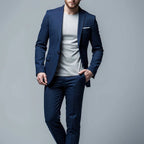 Men's Slim Fit Business Casual Suit – Two-Piece Cotton Blend Set