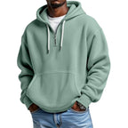 Men's Waffle Knit Hoodie – Double Hood 3D Print Relaxed Cardigan